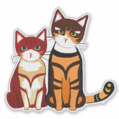 Tiger Striped Cat en Ginger Kitten Sticker (Voorkant)
