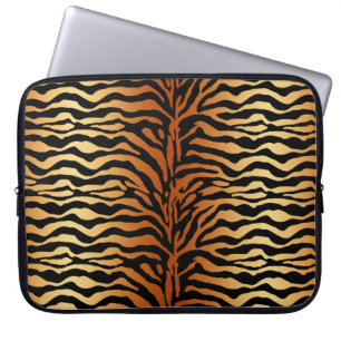 Tiger Stripes Animal Print, Amber, Black en Tan Laptop Sleeve