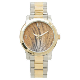Tiger Stripes Big Cat India Wildlife Faux Fur Horloge