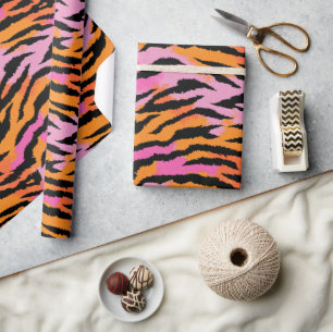 Tiger Stripes Kleurrijke Dierenprint Retro Glam Cadeaupapier