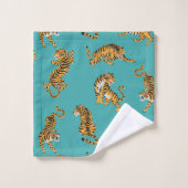 Tiger sur Motif Turquoise (Gant de toilette)