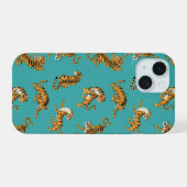 Tiger sur Motif Turquoise (Verso Horizontal)