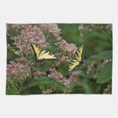 Tiger Swallowtail Butterflies over Joe Pye Weed Theedoek (Horizontaal)