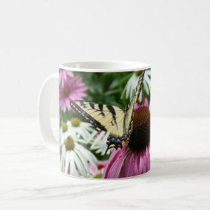 Tiger Swallowtail Butterfly Coneflower Coffee Mok