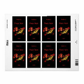 Tiger Swallowtail sur Red Floral Wine Étiquette (Feuille entière)