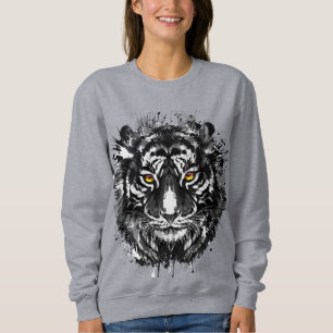 Tiger Sweatshirt   Tekening van zwarte en witte ti