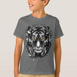 Tiger T-Shirt Tekening van zwarte en witte tijge