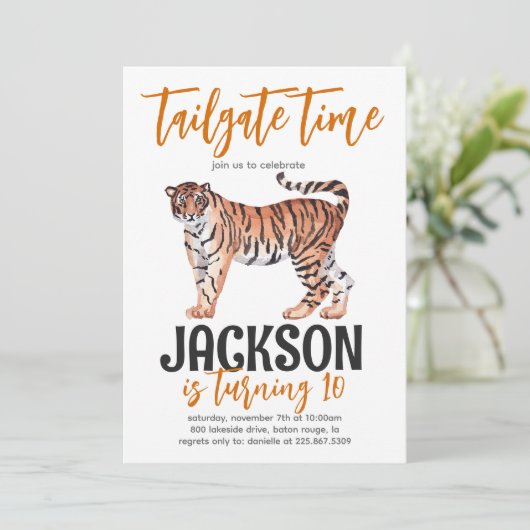 Tiger Tailgate Invitation d'anniversaire (Debout devant)