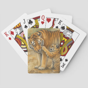 Tiger Tenderness - ouder en welp in het bos Pokerkaarten