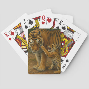Tiger Tenderness - ouder en welp in het bos Pokerkaarten