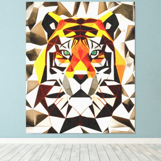 Tiger Tiger Fearful Symmetry Geometric Art Canvas Afdruk (Insitu (Houten vloer))
