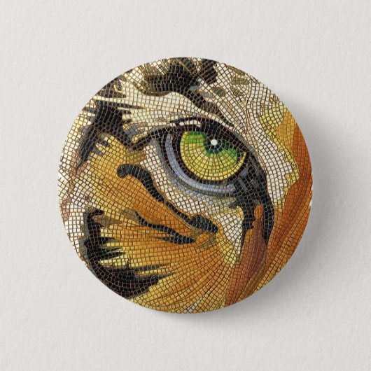 "Tiger Tiles" Waterverf Tiger Face Mosaic Ronde Button 5,7 Cm (Voorkant)