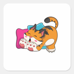 Tiger tired vierkante sticker