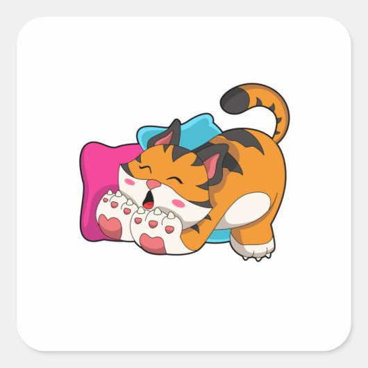 Tiger tired vierkante sticker (Voorkant)