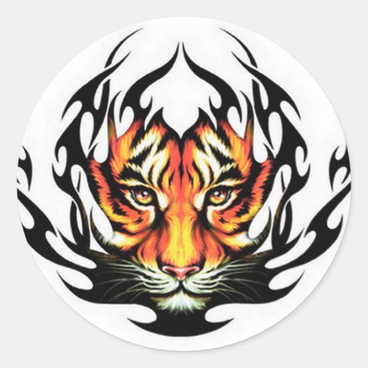 Tiger Tribal Ronde Sticker (Voorkant)