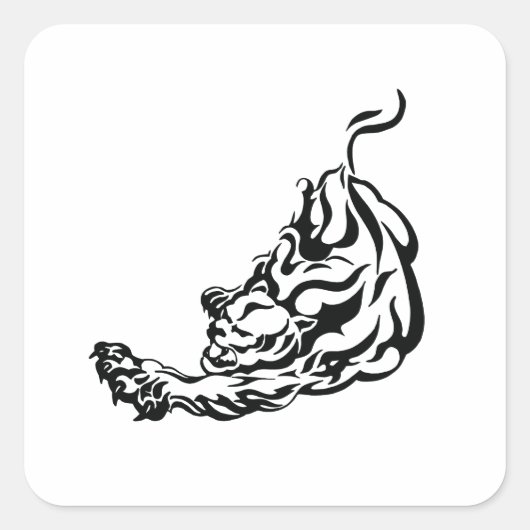 Tiger Tribal Tattoo Vierkante Sticker (Voorkant)