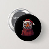 Tiger Ugly Sweater Kerstman Hoed Kerstmis Ronde Button 5,7 Cm (Voorkant /achterkant)