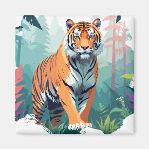 Tiger Vector Art Animal Majestic Natuur Wildlife Magneet