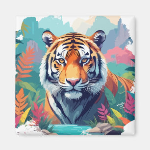 Tiger Vector Art Animal Majestic Natuur Wildlife Magneet