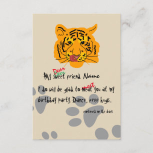 Tiger verjaardagsfeestje kaart