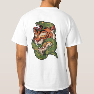 Tiger vs Snake Wild Animal Battle Kunstwerk T-shirt