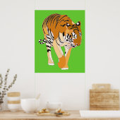 Tiger Walking Digitale Schilderen Posters (Keuken)
