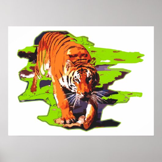 Tiger Walking Pop Art Poster (Voorkant)