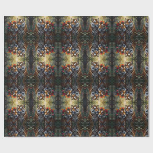 Tiger Wedding Couple Wildlife & Natuur Cadeaupapier (Vlak)