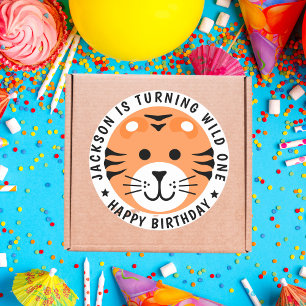 Tiger Wild Een Oerwoud Safari Dier Kids Verjaardag Ronde Sticker