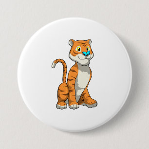 Tiger with Butterfly Ronde Button 7,6 Cm