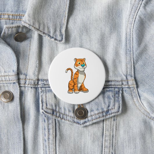 Tiger with Butterfly Ronde Button 7,6 Cm (In situ)