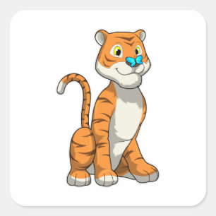 Tiger with Butterfly Vierkante Sticker