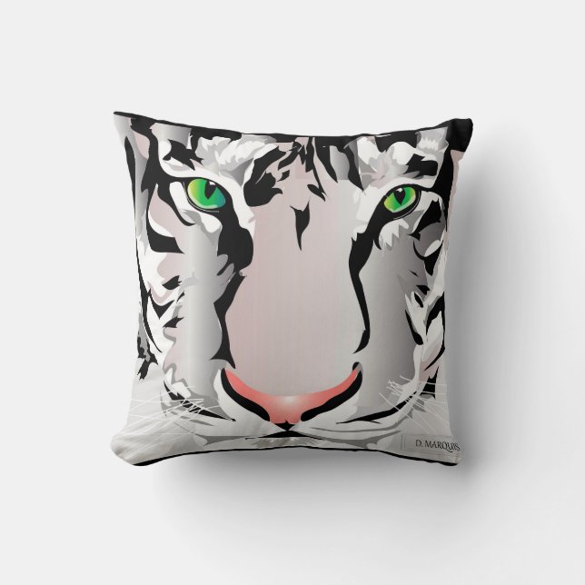 TIGER-WITTE/GRAY-SIERKUSSEN- KUSSEN (Voorkant)