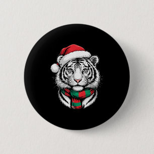Tiger Xmas Santa Hat F Kerstkostuum Ronde Button 5,7 Cm