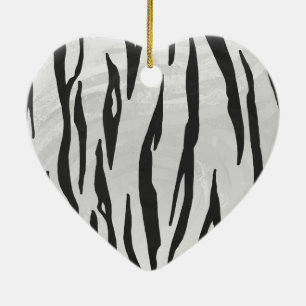 Tiger zwart-wit afdrukken keramisch ornament