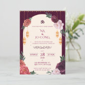 TigerNa Crimson Floral Wedding Invitation (Debout devant)