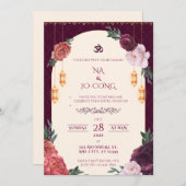 TigerNa Crimson Floral Wedding Invitation (Devant / Derrière)