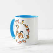 Tigers en caricature mignons Mandala (bleu) Mug (Devant gauche)