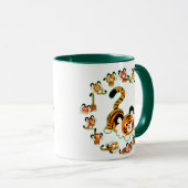 Tigers en caricature mignons Mandala (vert) Mug (Devant droit)