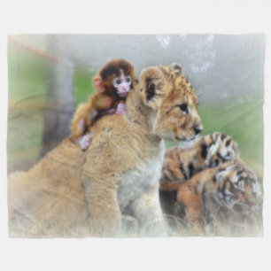 Tigers en monniksluis fleece deken