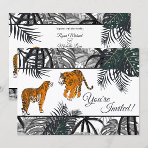 Tigers en Palm Fronds Tropische Oerwoud bruiloft Kaart