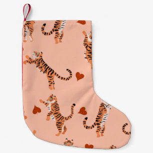 Tigers herfstbladeren: springspatroon kleine kerstsok
