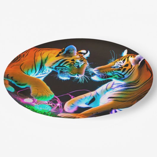 Tigers Papier Borden, 9" Rond Papier Bord (Gekanteld)