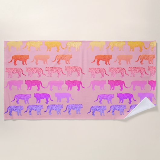 Tigers Peinture Style Serviette de plage (Devant)