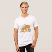 Tigers poetsen - Schattigee ochtendroutine Tri-Blend Shirt (Voorkant volledig)