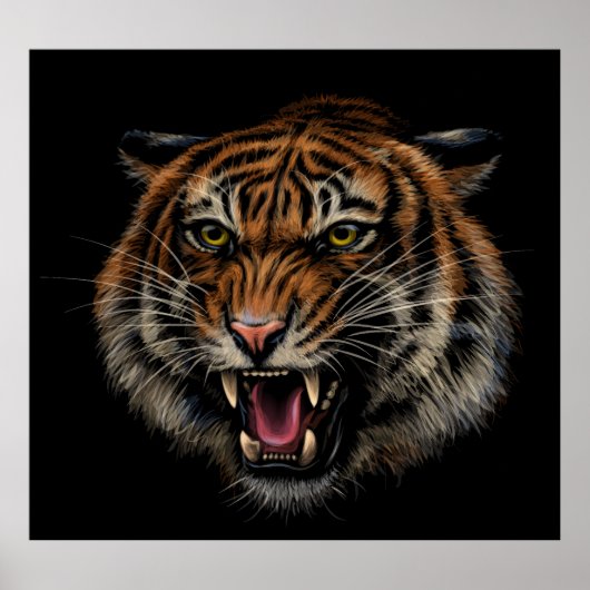 Tiger's Roar: Levendig Oerwouden portret Poster (Voorkant)