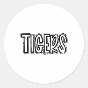 Tigers Swash School Spirit Oranje Zwart Voetbal T- Ronde Sticker