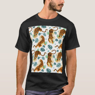 Tigers Tropische bladeren: illustratie. T-shirt