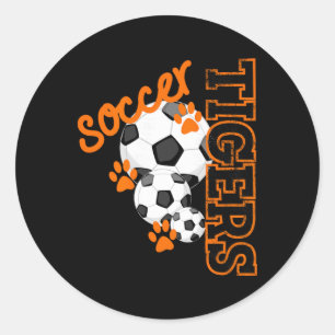 Tigers Voetbal Ll Footll Mascotte Pootafdrukken T- Ronde Sticker
