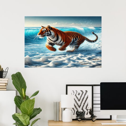 Tigers Wilde Oceaangezwin Poster (Thuiskantoor)